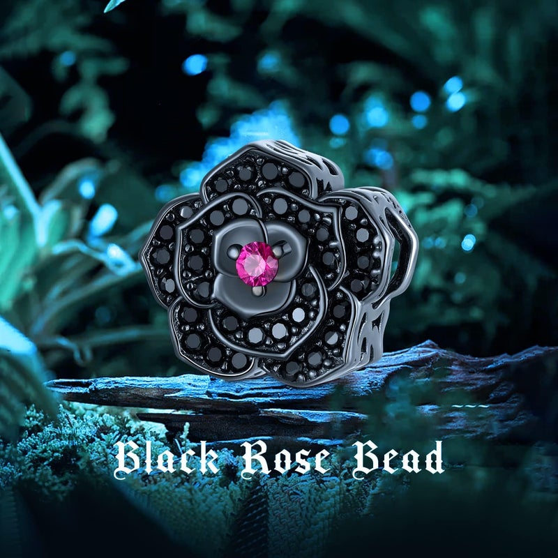 BABAMIA Store Rose Charm Heart Charms for Bracelets 925 Sterling Silver Bead Charm Fits Bracelets and Necklaces Paved with Cubic Zirconia Animal Skull Charm Dainty Halloween Charms Jewelry for Women Girls - Image 5